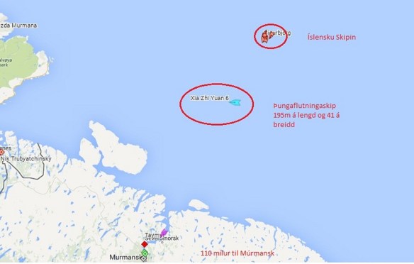 Íslensku skipin í Barentshafi.